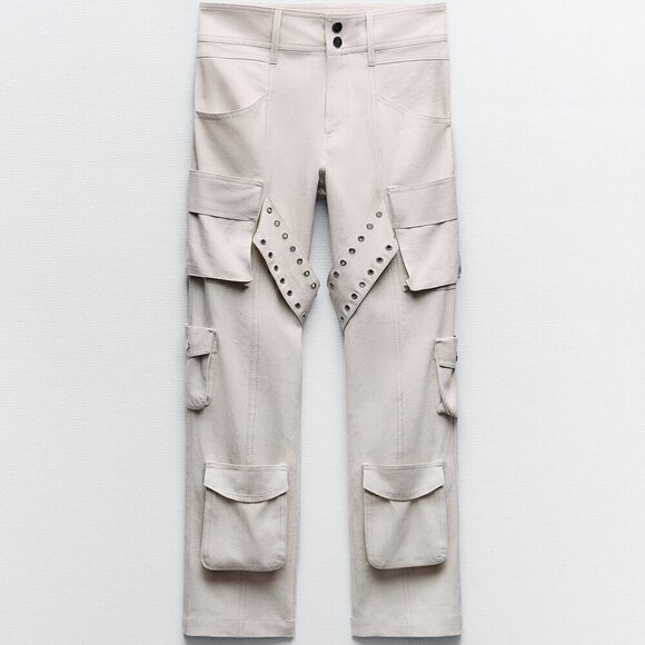 ZARA LINEN BLEND CARGO PANTS LIMITED EDITION - Picture 2 of 7